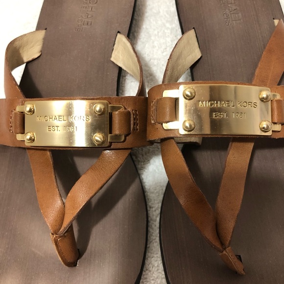 Michael Kors Shoes - Michael Kors | Plate Top Brown Strap Sandal, 7.5